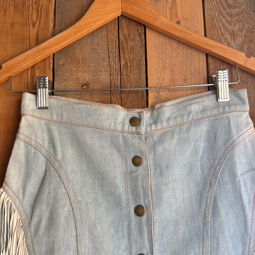 CHASING UNICORN western denim mini skirt with suede fringe - Picture 5 of 10